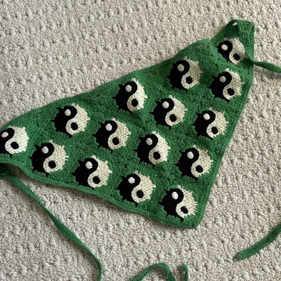 ୨୧ ･ﾟ✧ Bohemian Style Head Scarf Taichi Printed Pattern Crotchet NWOT - Picture 2 of 5